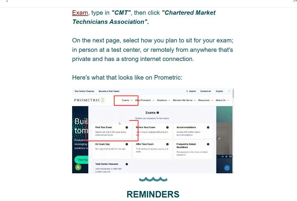 Hướng dẫn đăng ký thi CMT Level 1 11 Prometric CMT Exam
