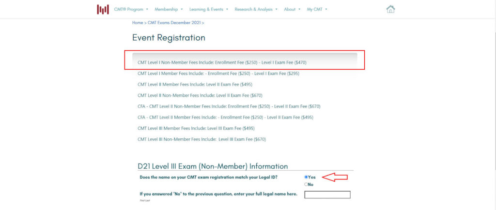 Hướng dẫn đăng ký thi CMT Level 1 7 Hướng dẫn đăng ký thi CMT Level 1