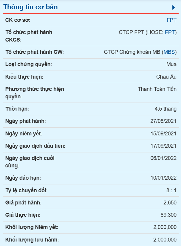 Chứng quyền có đảm bảo (Covered Warrant) là gì? Hướng dẫn giao dịch chứng quyền tại thị trường Việt Nam 2 Ví dụ về thông tin của một chứng quyền có đảm bảo (CW)